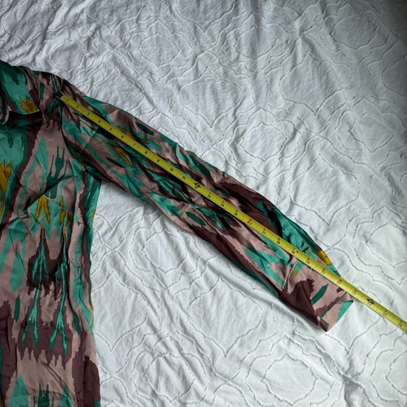 Dixie Multicolor Pink Blue Patterned Button Up Shirt Blouse - Picture 6 of 7